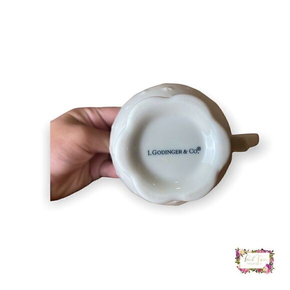 VINTAGE I. GODINGER & CO. HOBNAIL PATTERN WHITE PORCELAIN PITCHER/CREAMER - Picture 2 of 6